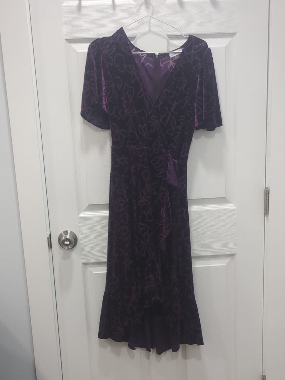 Calvin Klein Deep Purple Velvet Wrap Maxi Dress